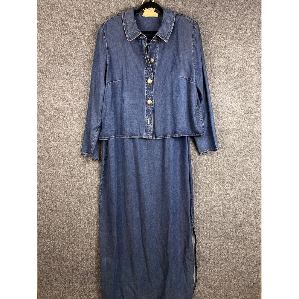 Vintage Double D Ranch Wear‎ Denim Jacket Maxi Dress Set Women's XL USA MADE